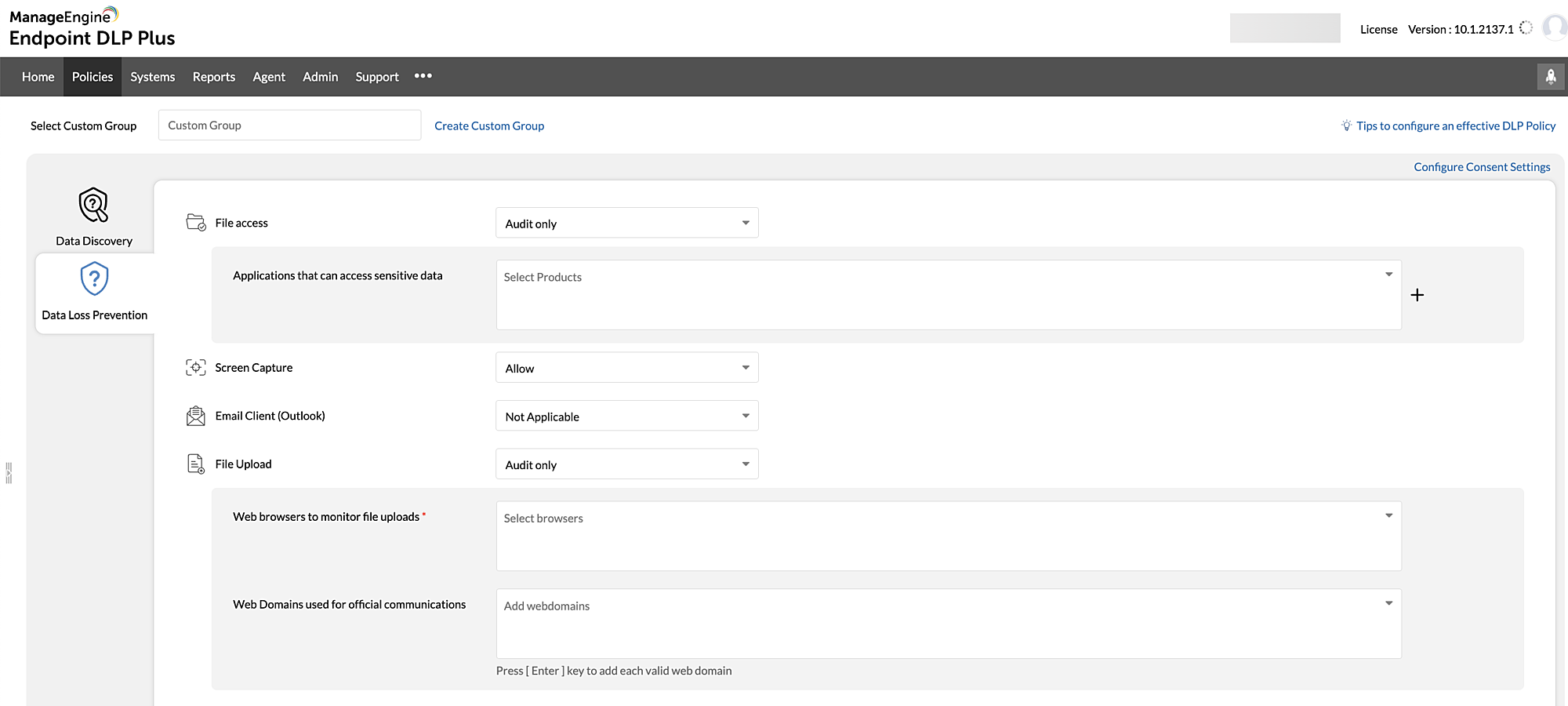 screenshot of ManageEngine Endpoint DLP Plus